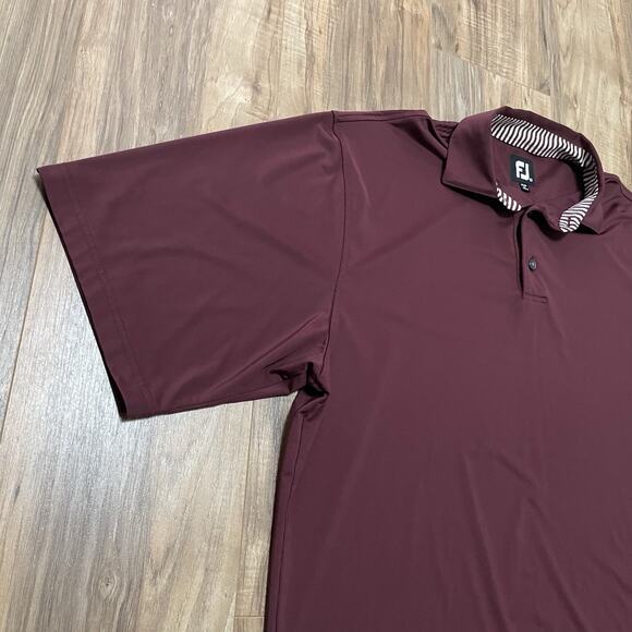 FootJoy FJ Golf Polo Shirt Mens XL Stretch Performance Solid Burgundy Active - Picture 3 of 11